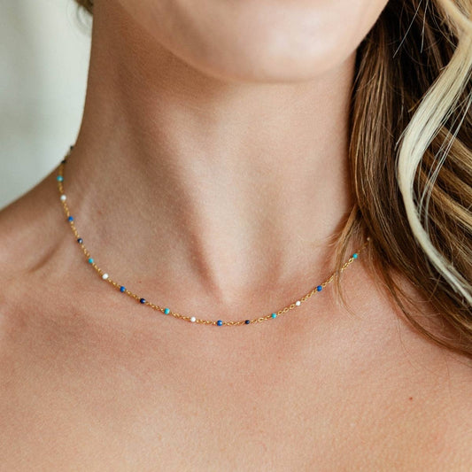 Sweetly Colored Delicate Chain Necklace, Water-Resistant