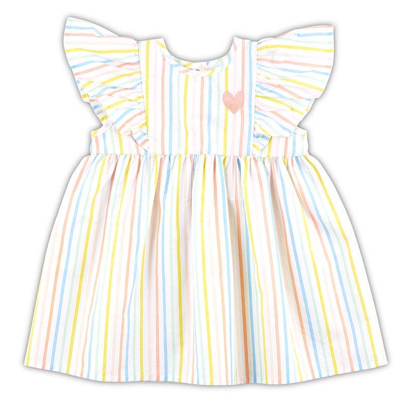 Flutter Sleeve Stripe Rainbow Dress 6-12m