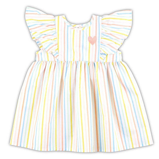 Flutter Sleeve Stripe Rainbow Dress 6-12m