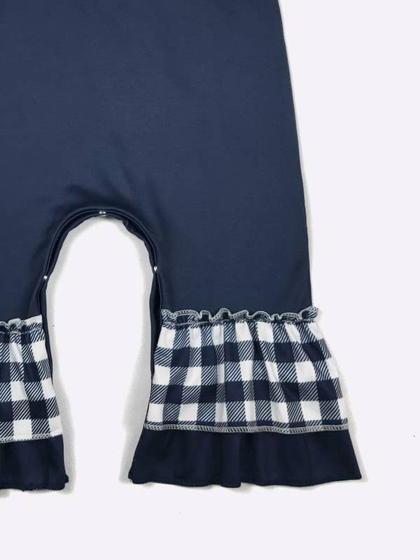 Team Spirit Baby Romper-Football Navy Embroidery