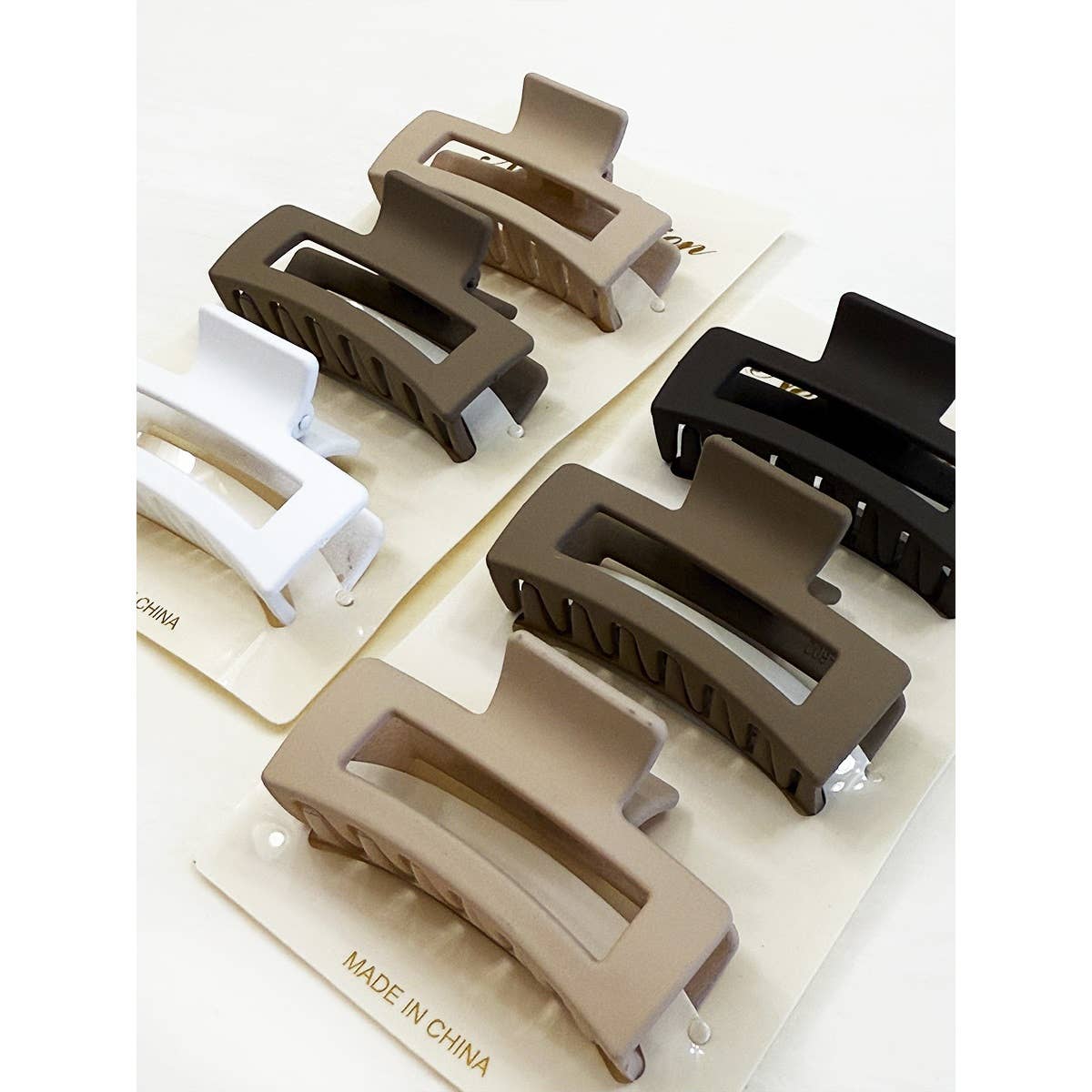 Neutral Mini Rectangle Hair Clip Set