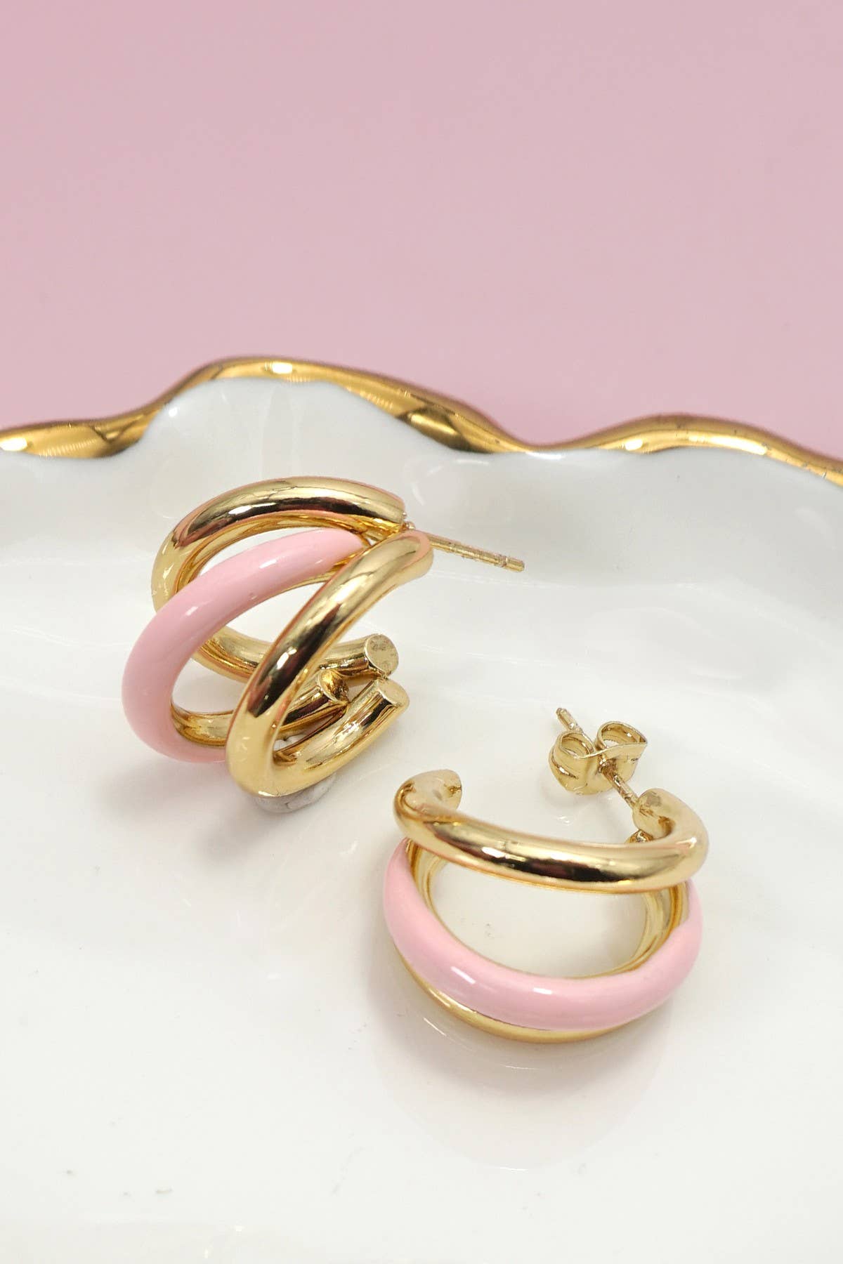 18K Waterproof Pink Hoops