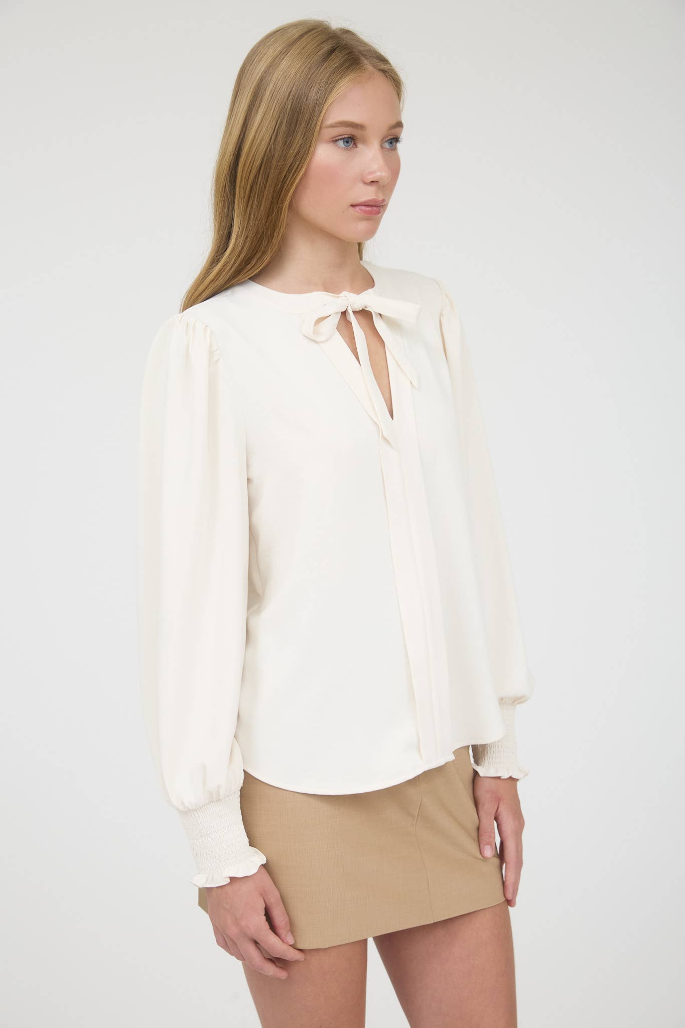 Long Sleeve Neck Tie Top