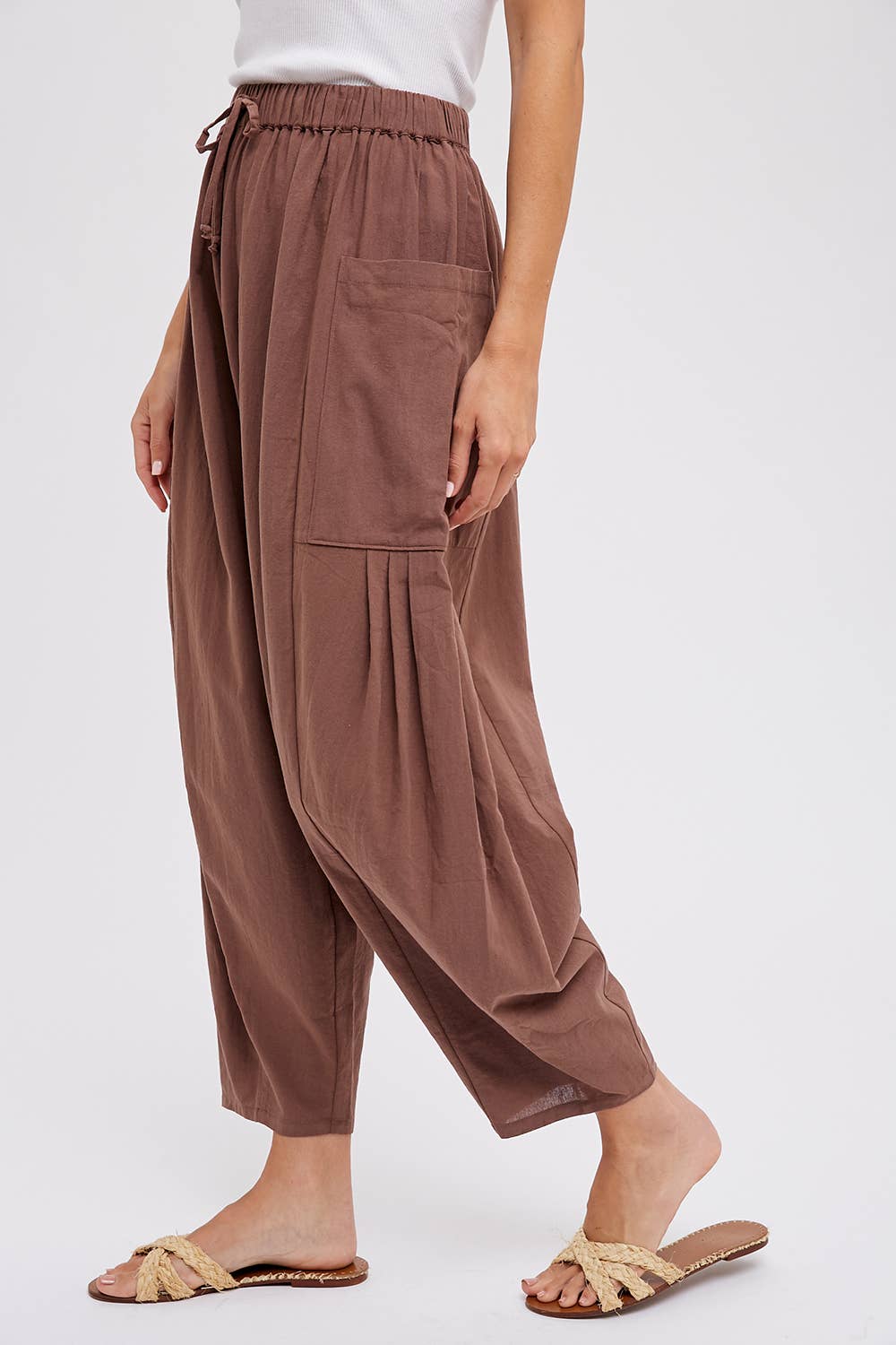 Linen Blend Wide Leg Pants