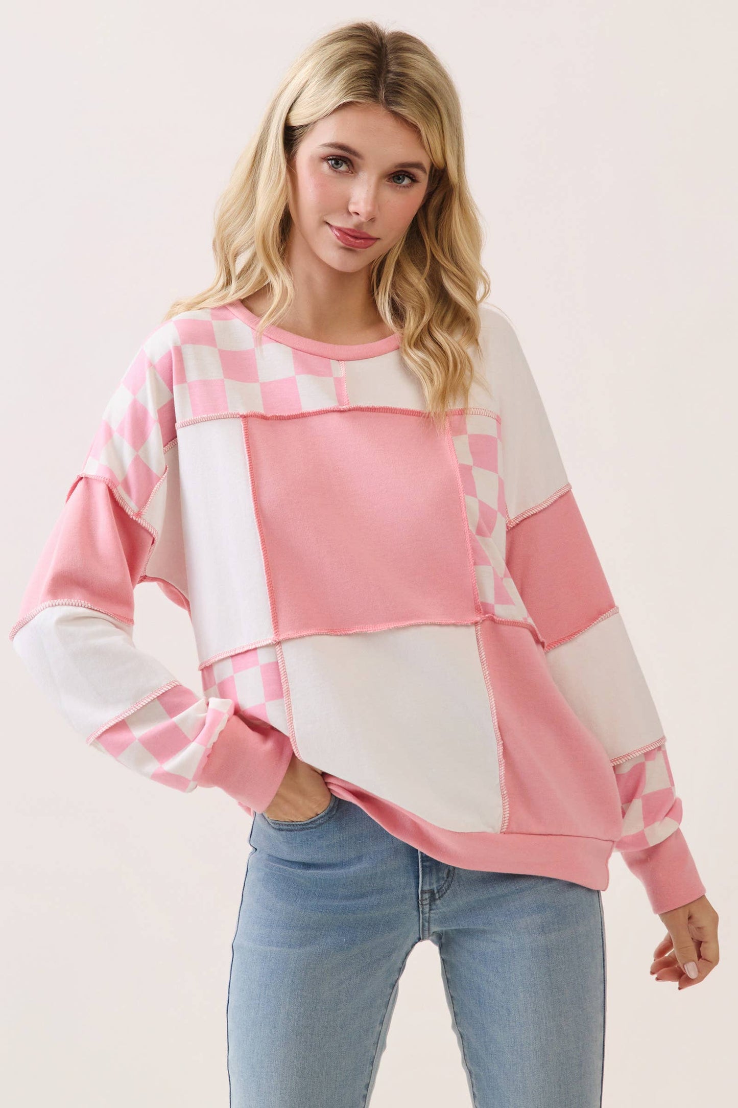 Pink Checker Pullover