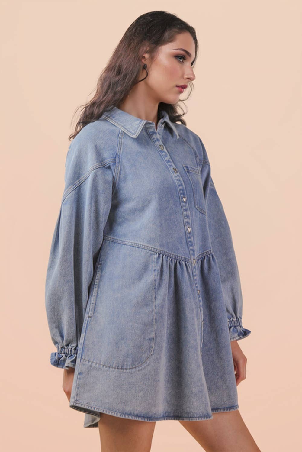 Denim Heart Button Dress