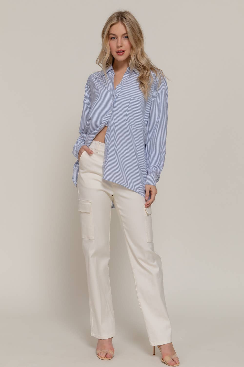 Oversized Striped Button Up Shirt