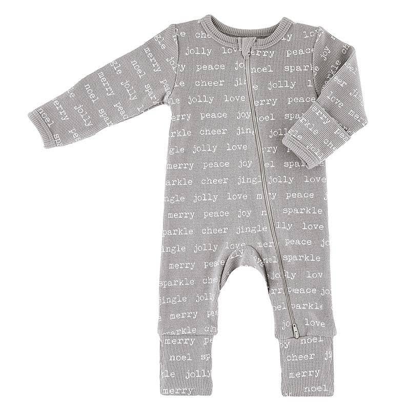 Waffle Knit Cozy Romper - Holiday Cheer 0-6 Mo