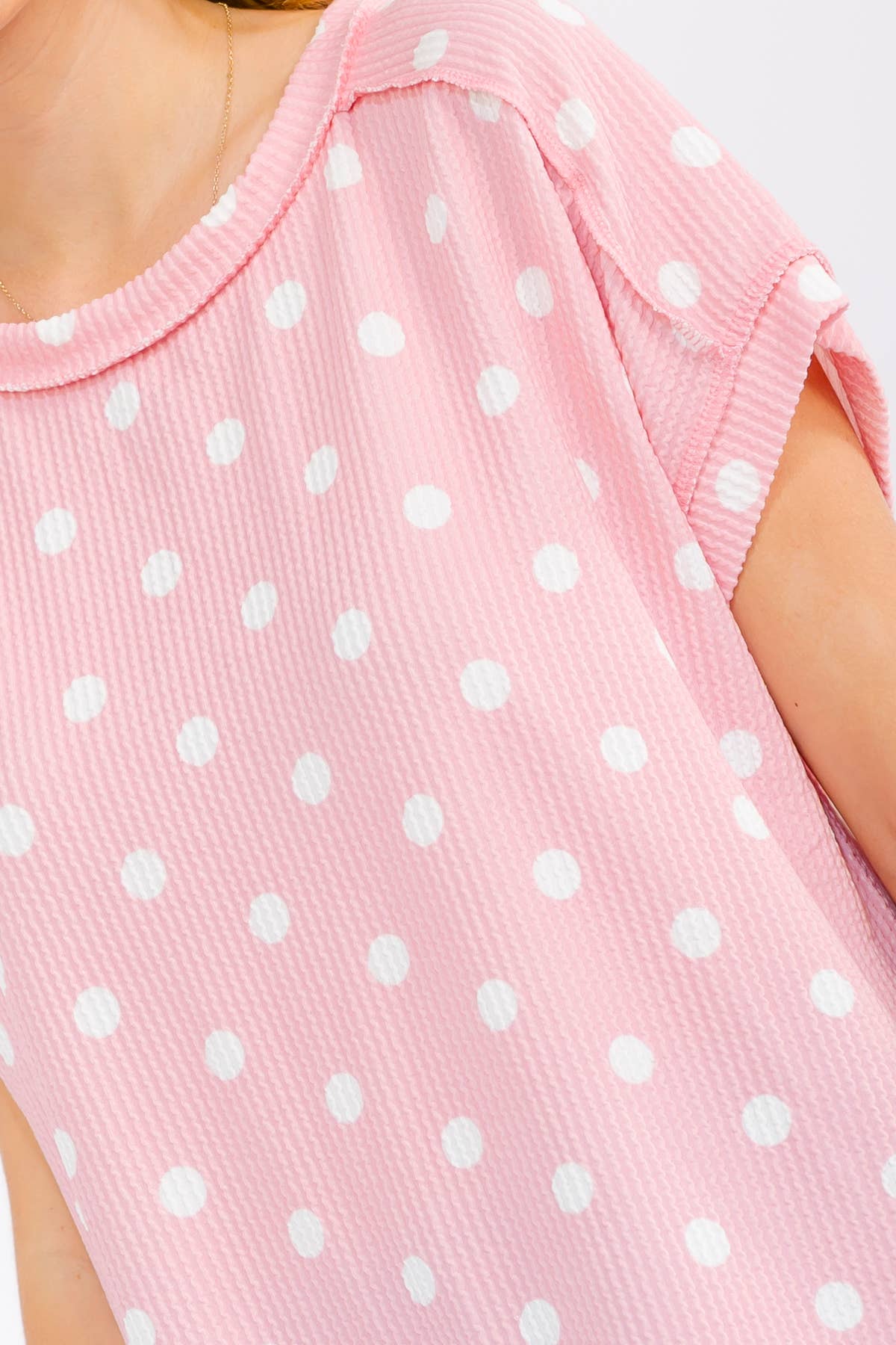 Polka Dot Ribbed Top