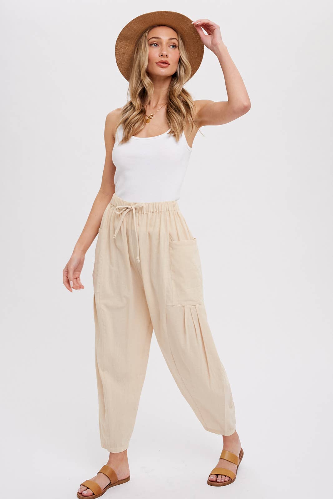 Linen Blend Wide Leg Pants