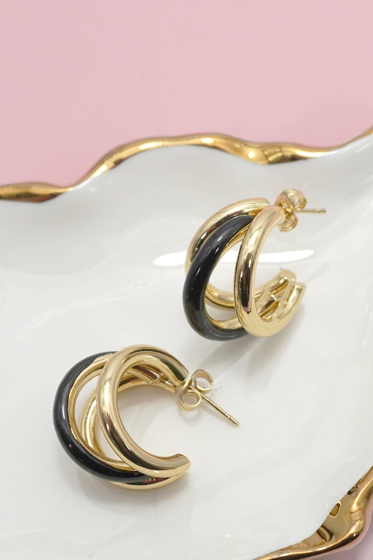 18K Waterproof Pink Hoops