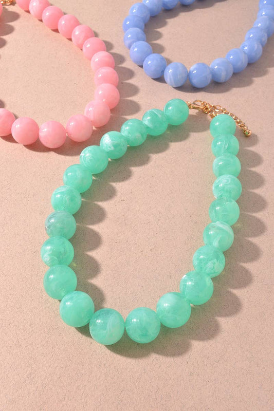 Marbled Round Beaded Statement Necklace