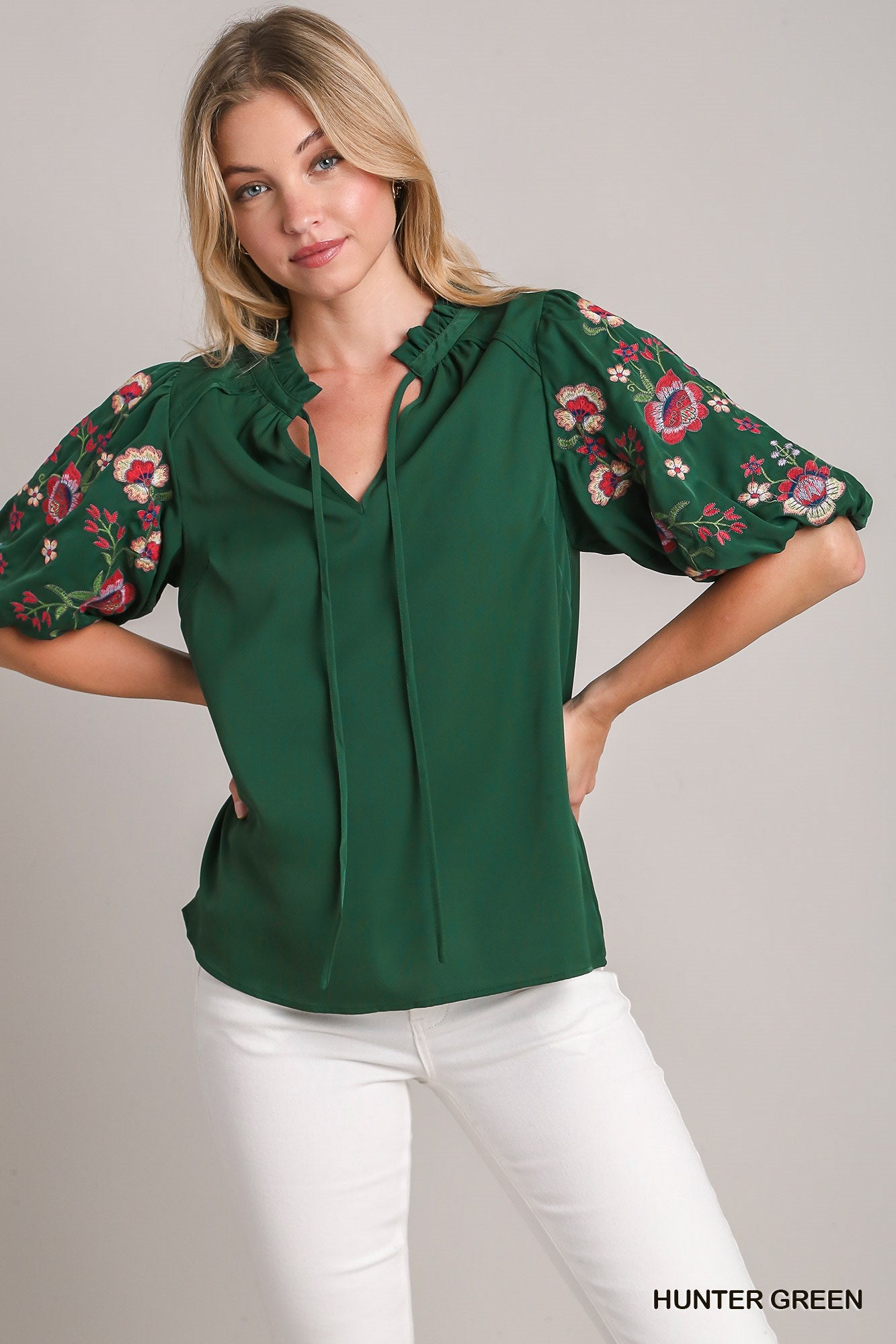 Laurel Embroidered Sleeve Top