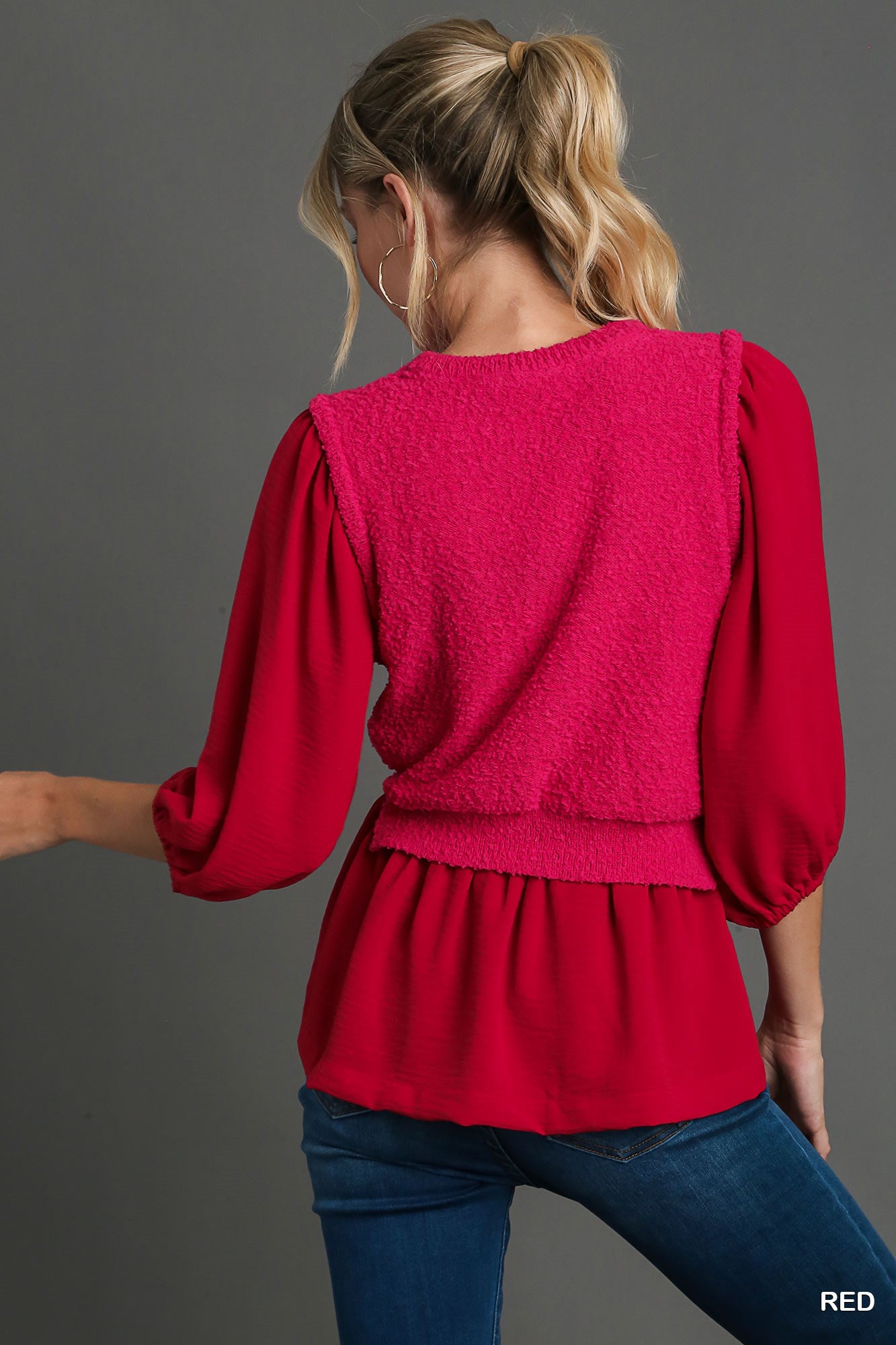 Red & Pink Knit Mix Top
