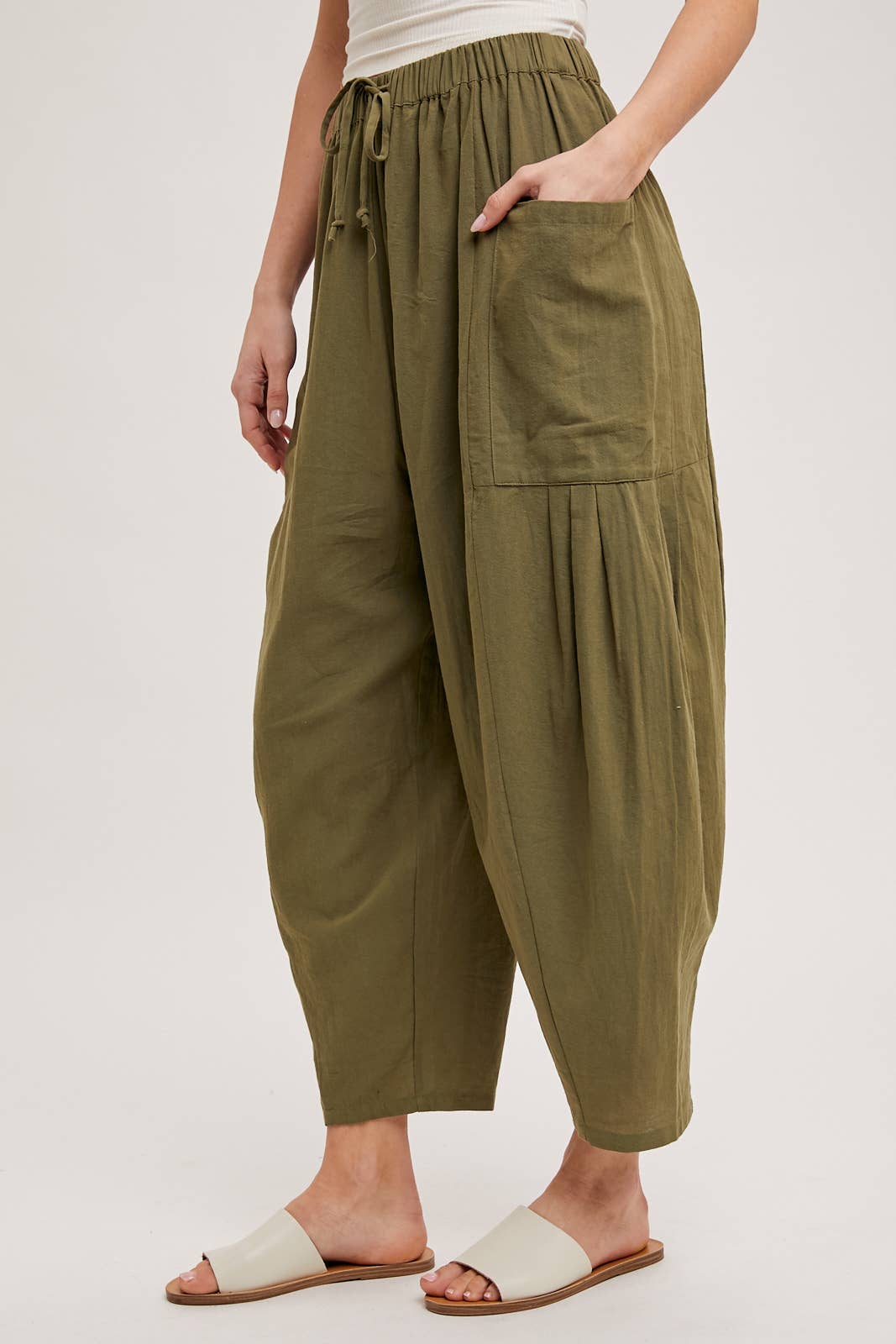 Linen Blend Wide Leg Pants