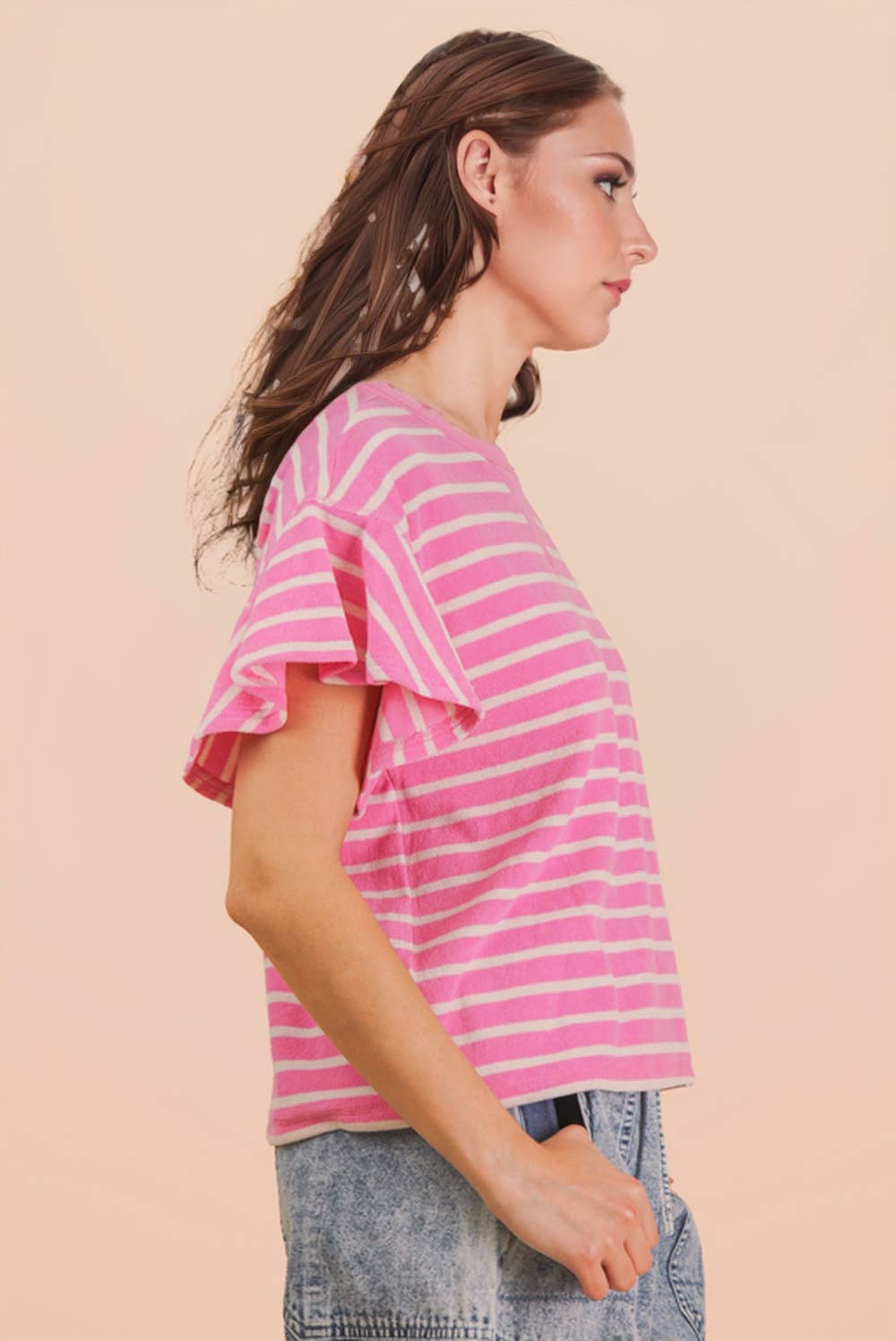Sophia Ruffle Stripe Knit Top