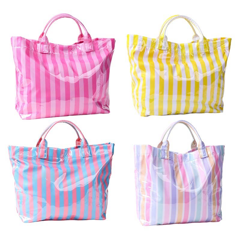 Striped Vinyl Tote Bag