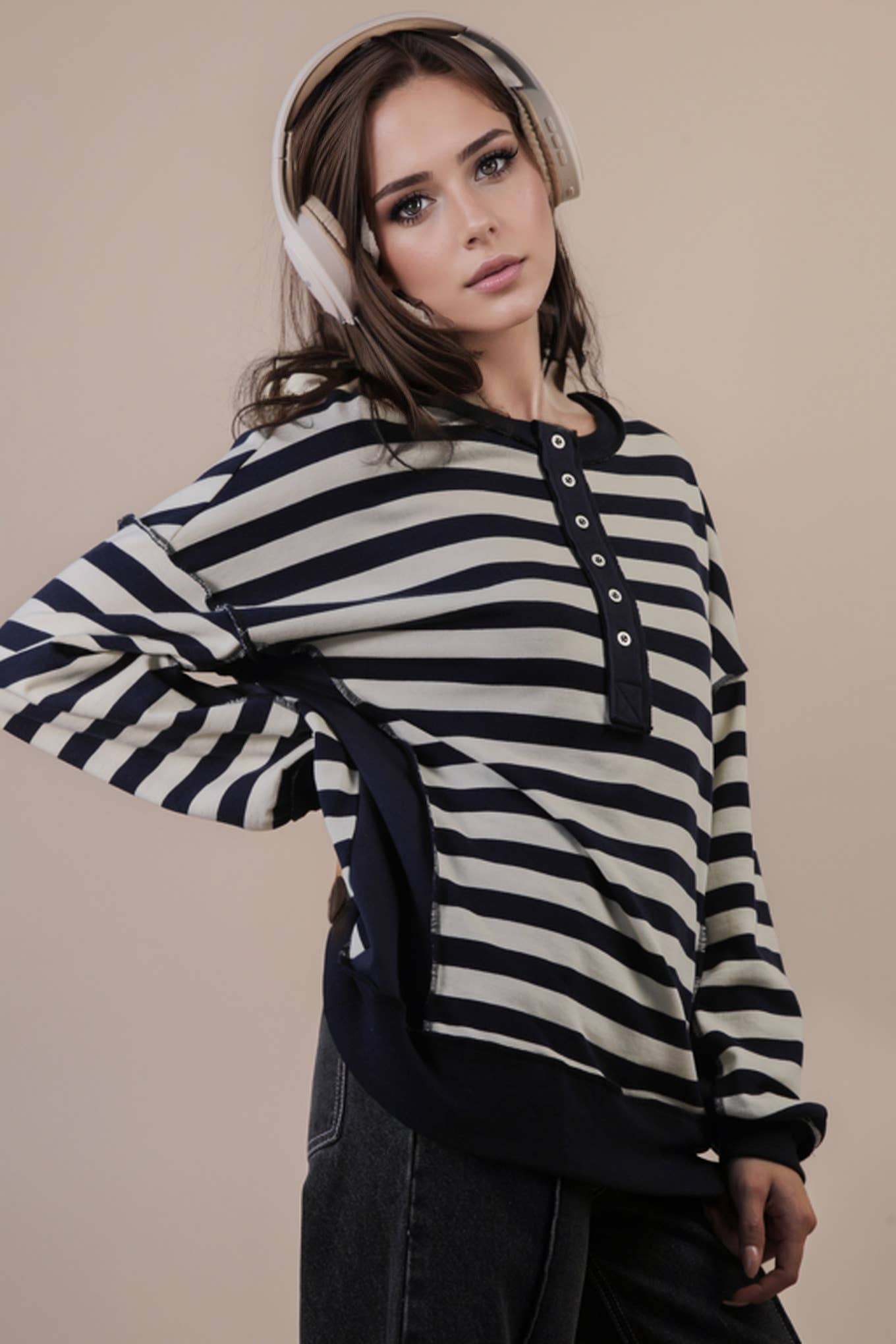Oversized Striped Rugby Top