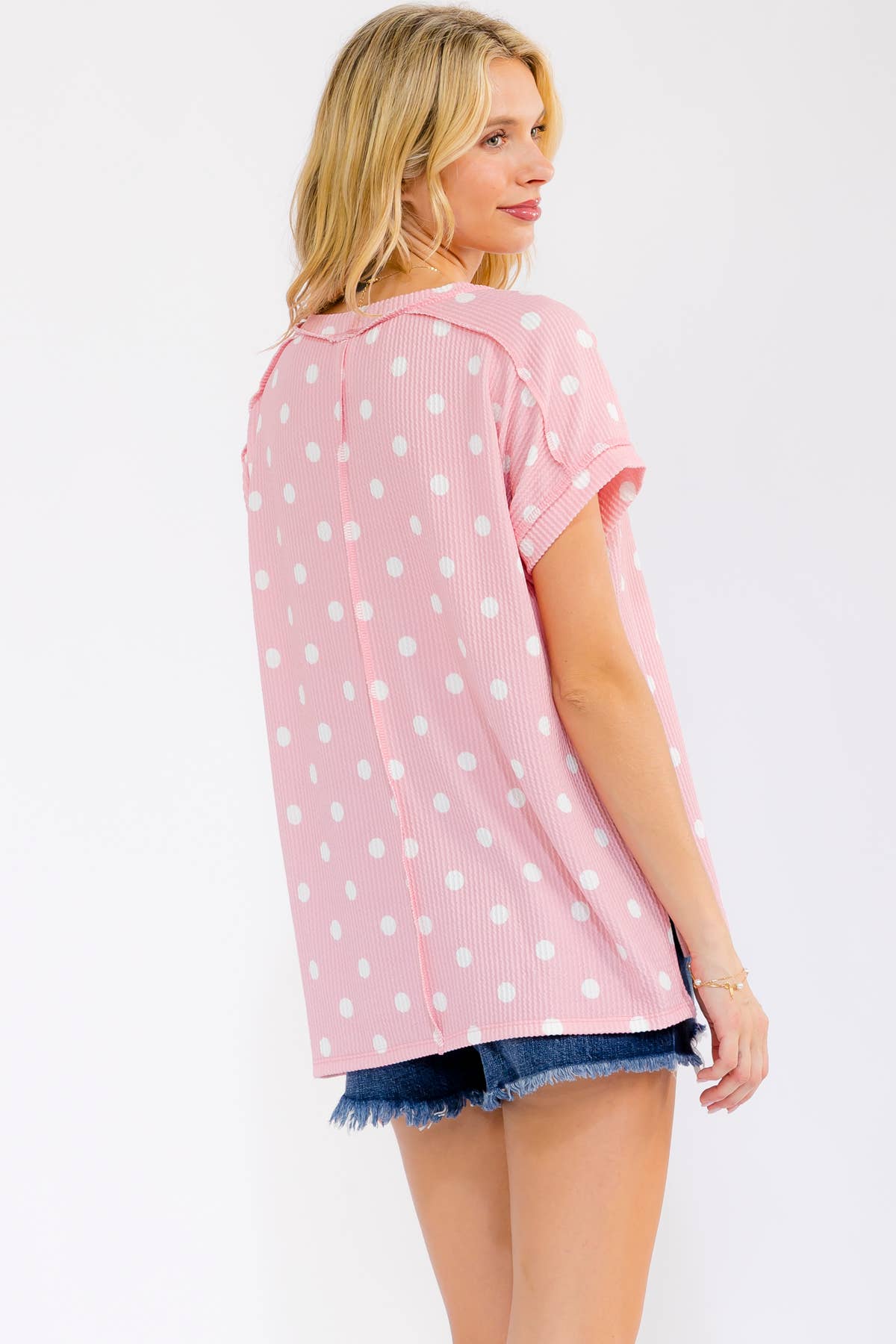 Polka Dot Ribbed Top