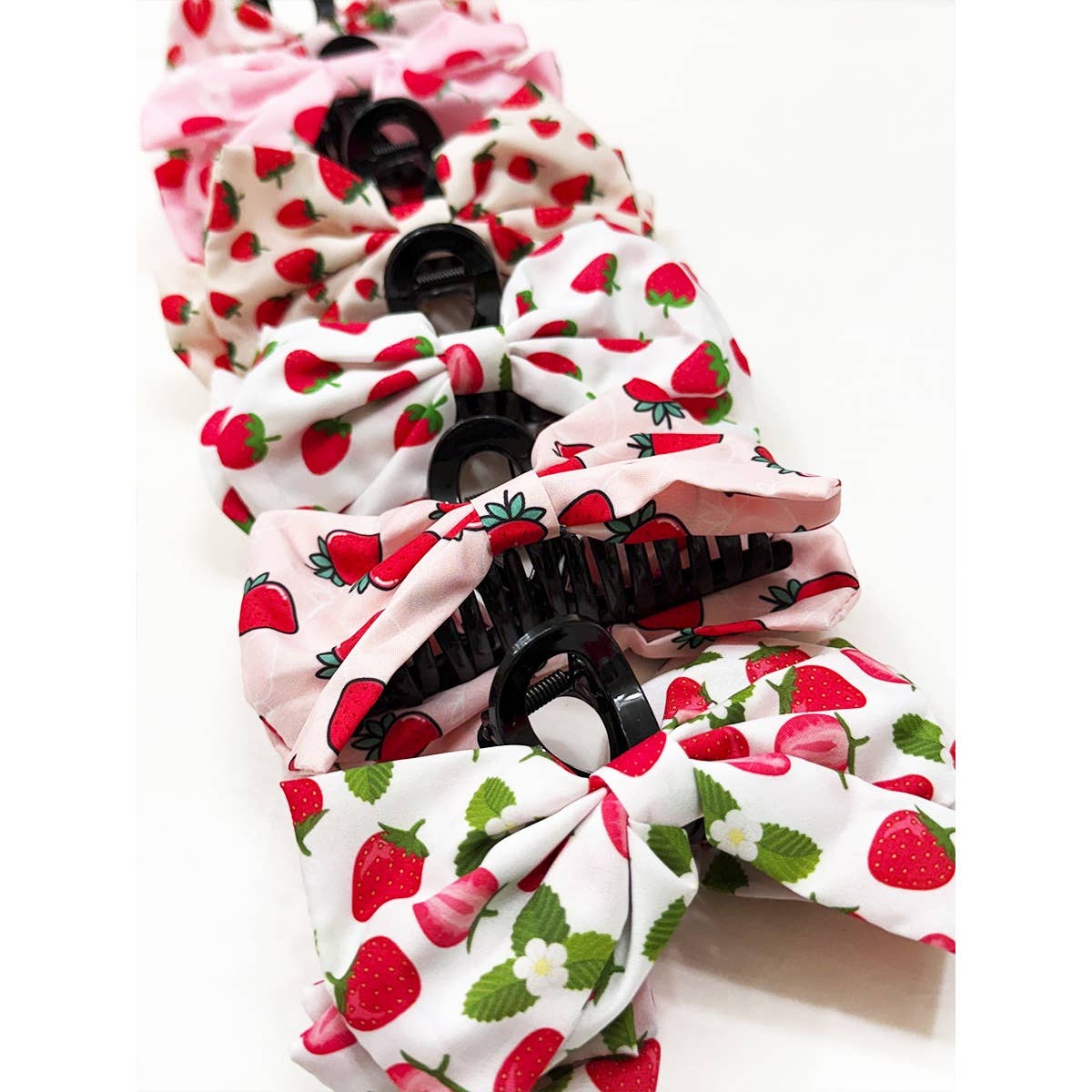 Strawberry Print  Bow Hair Claw Clip