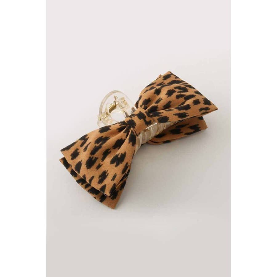 Cotton Leopard Bow Hair Claw Clip