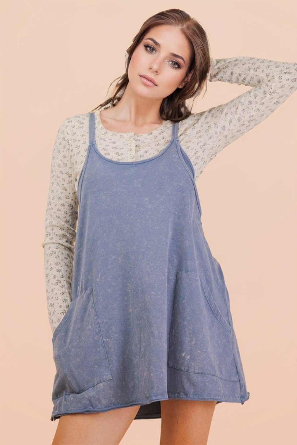 Mineral Washed Dress with Shorts Inside 