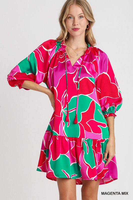 Magenta Floral Dress