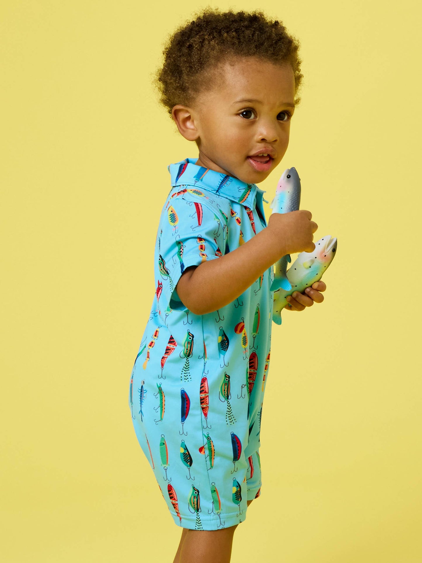 Baby Boys Gone Fishin Performance Polo Romper - RuggedButts