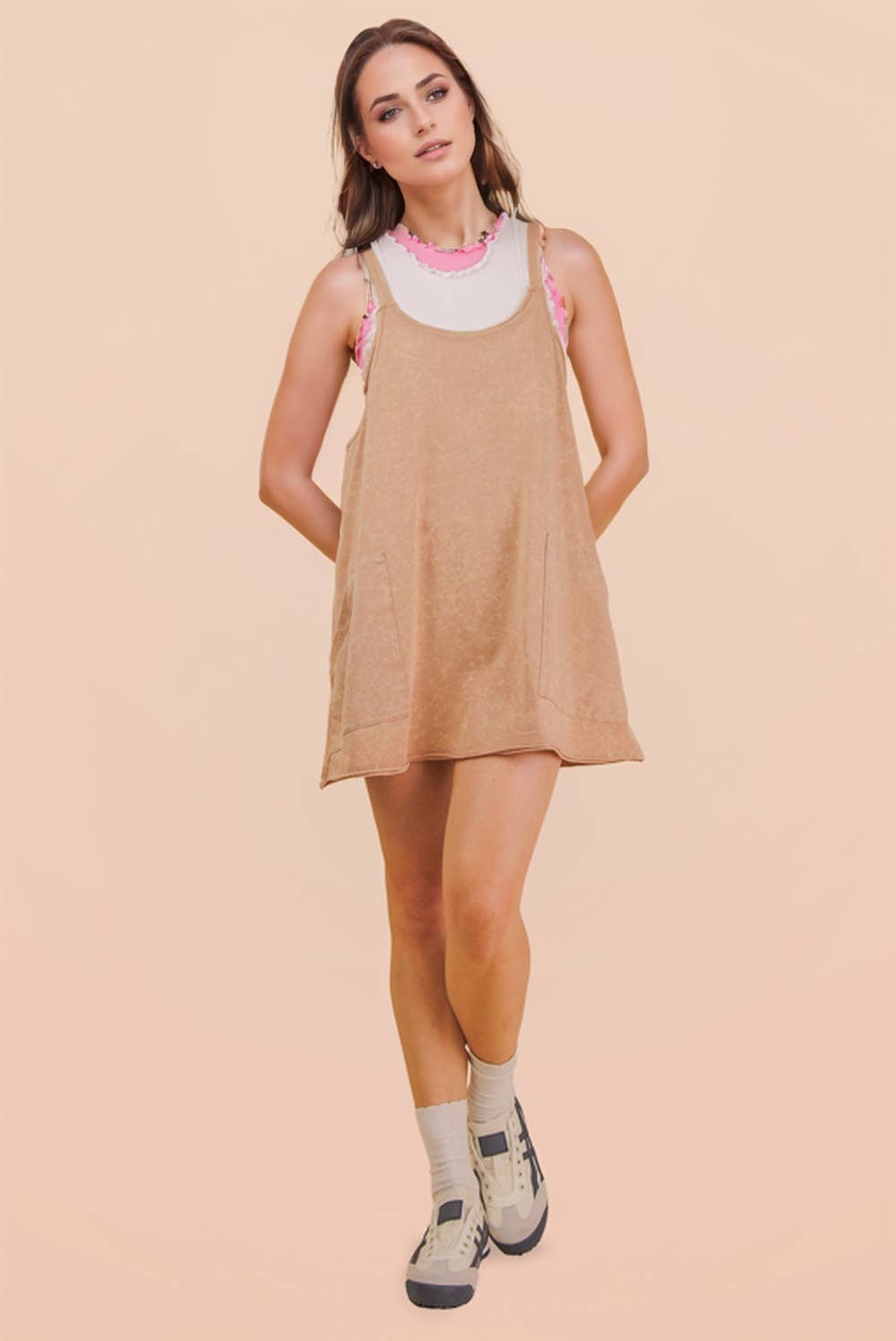 Mineral Washed Dress with Shorts Inside 
