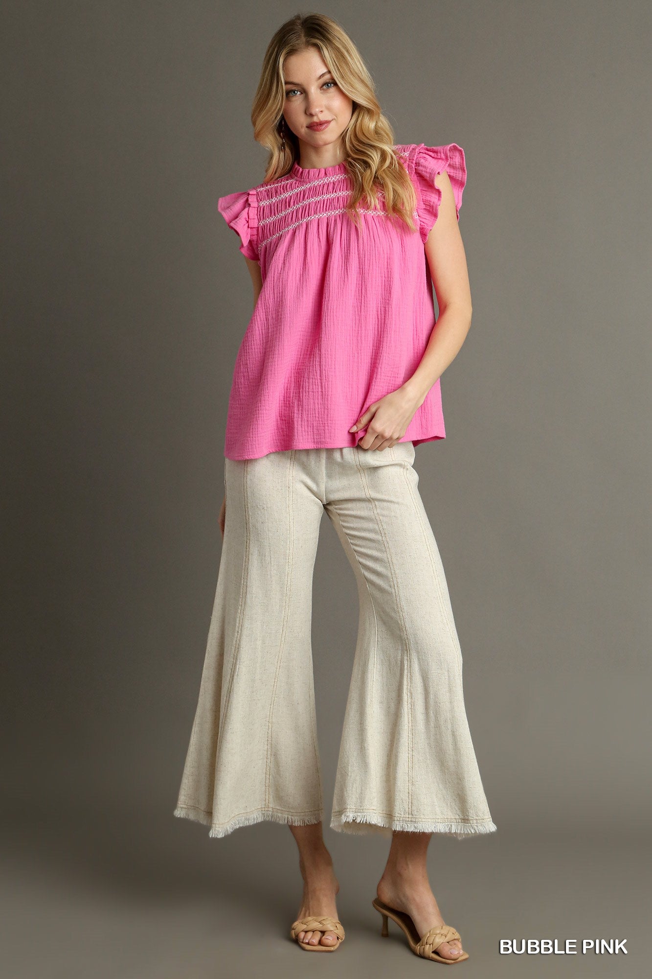 Bubble Pink Stitching Detail Top