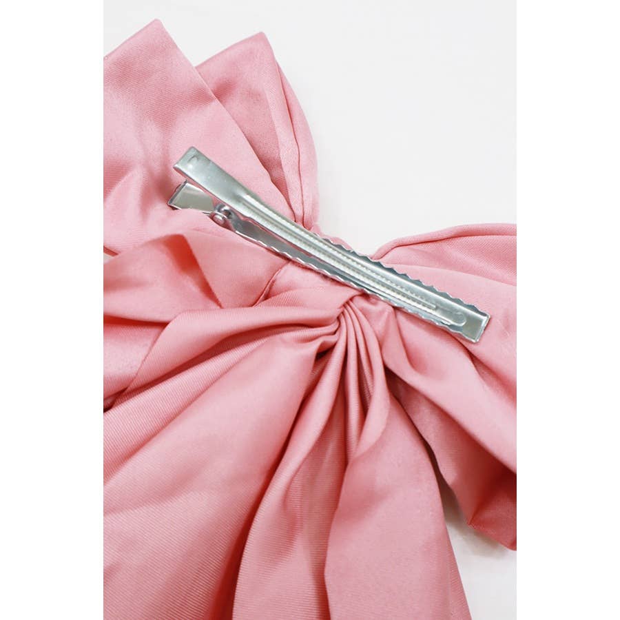 Matte Satin Long Tail Hair Bow Clip