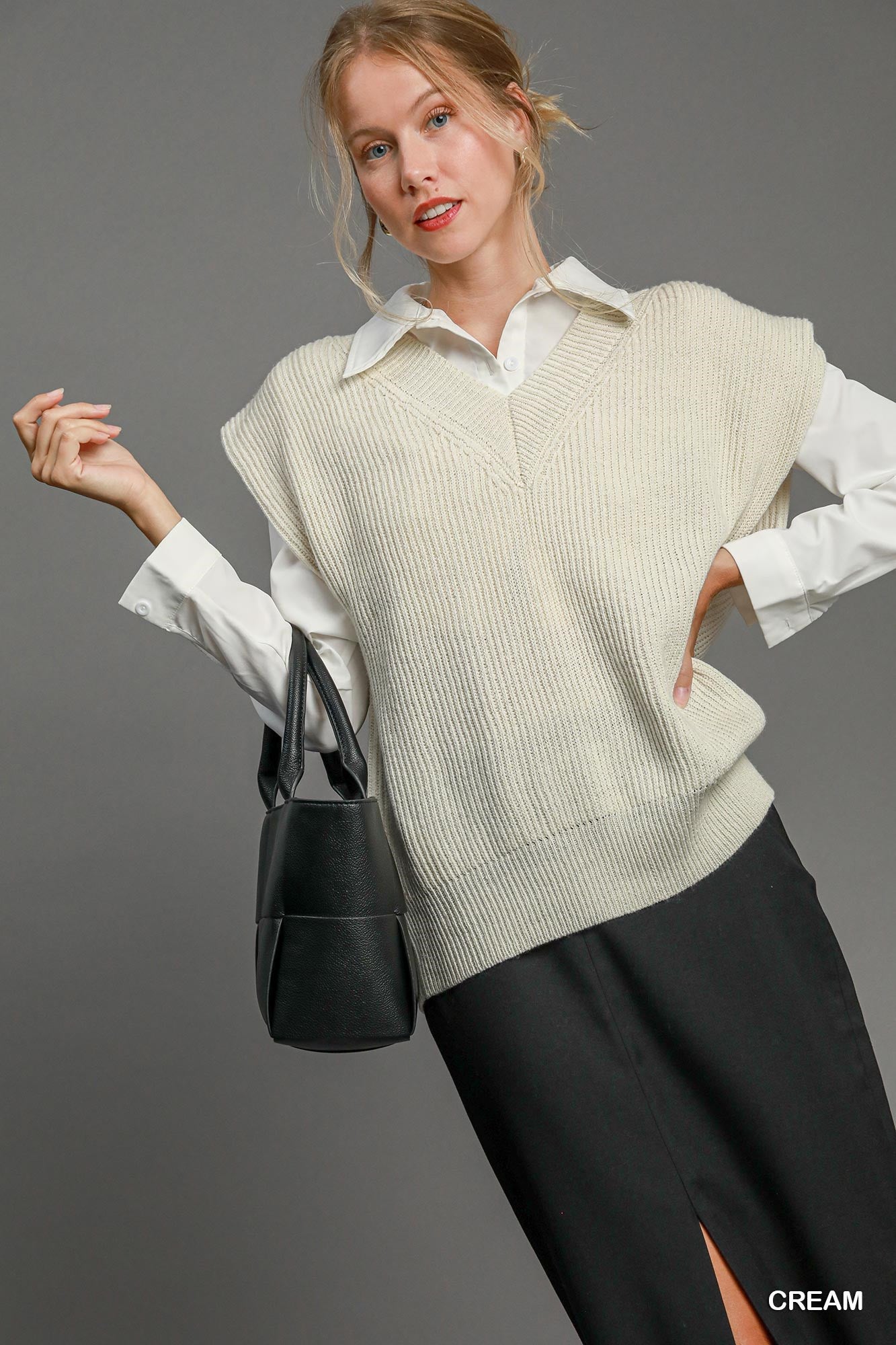 Oversized V Neck Vest