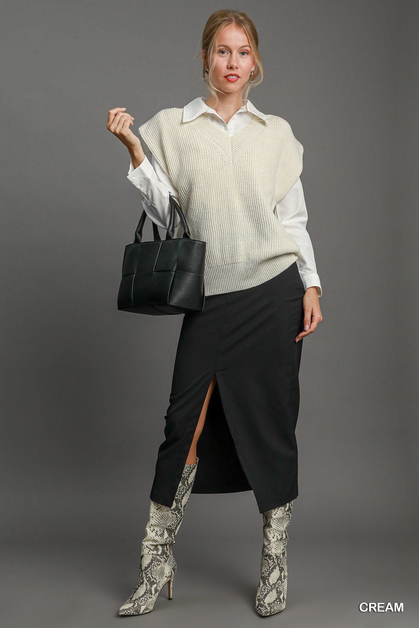 Oversized V Neck Vest