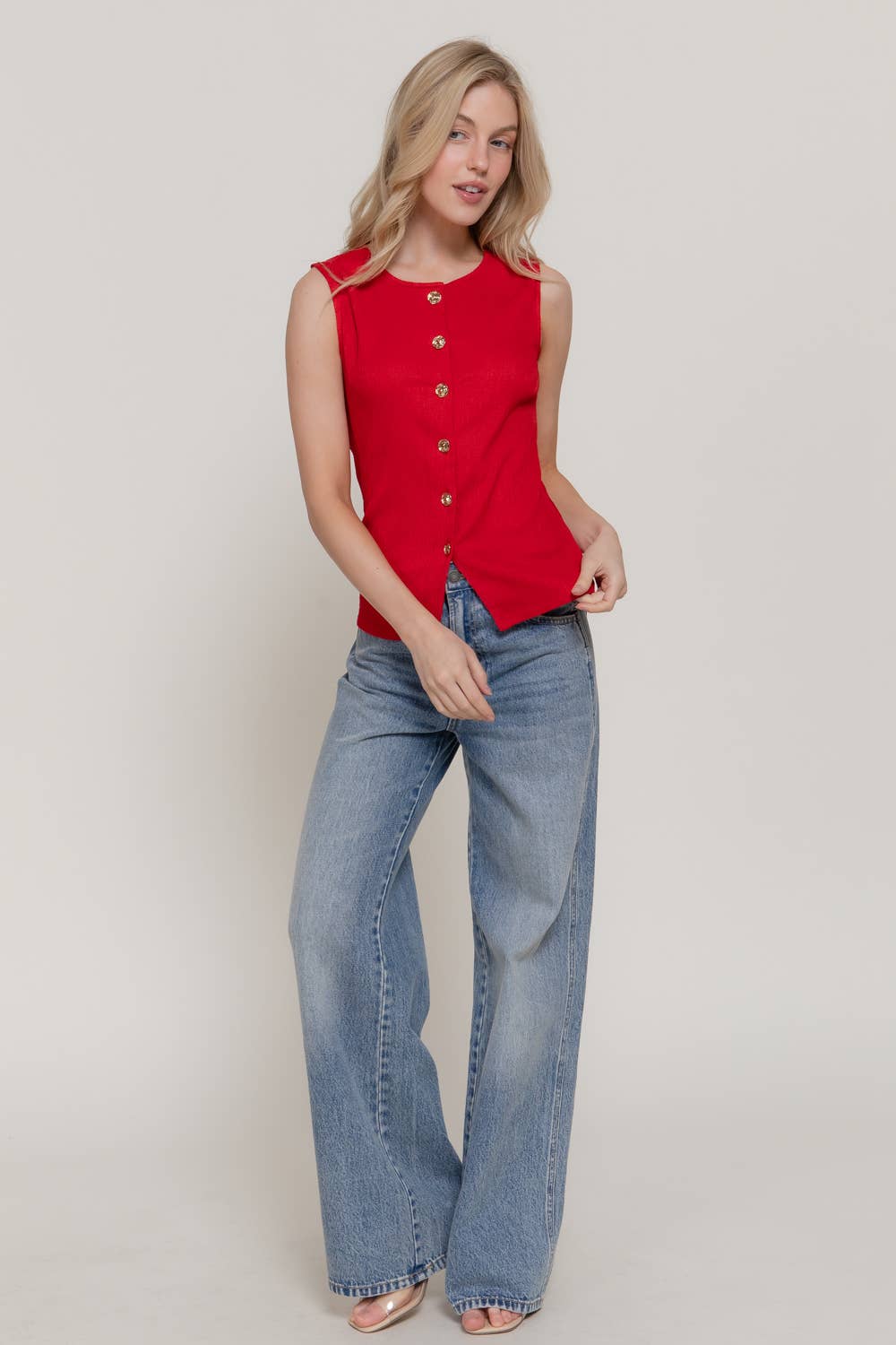 Sleeveless Textured Vest