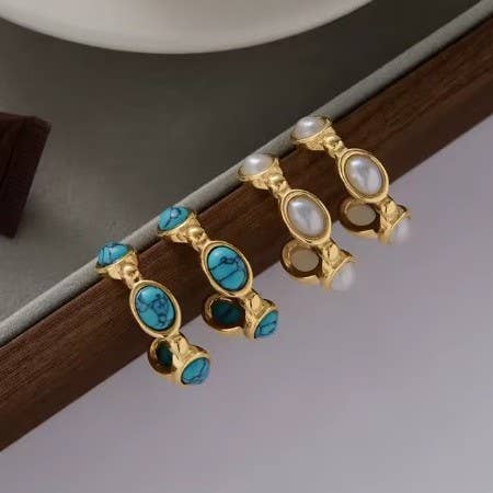 Pearl Dot Hoop Earrings