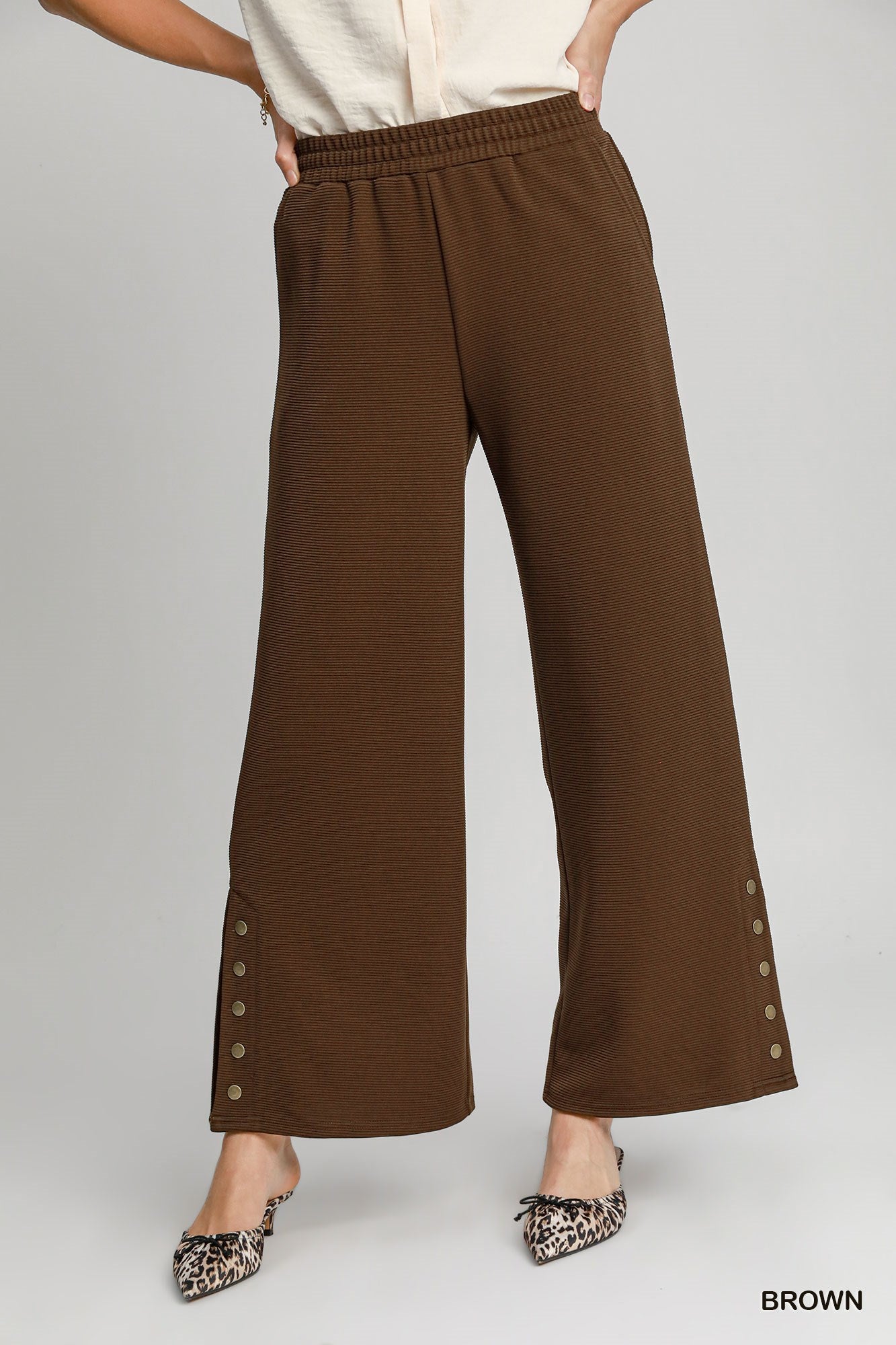 Ribbed Knit Wide Leg Pants