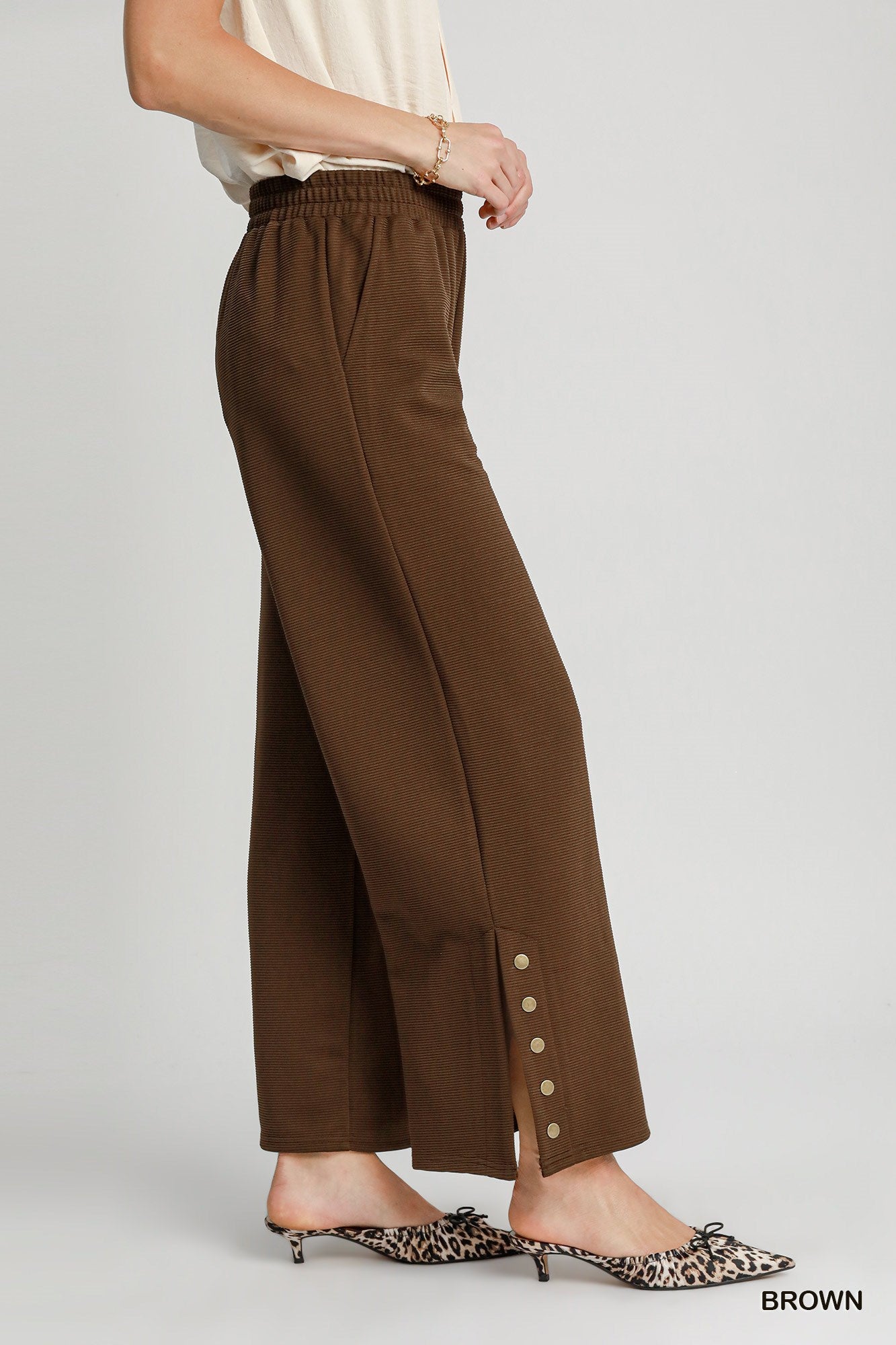 Ribbed Knit Wide Leg Pants
