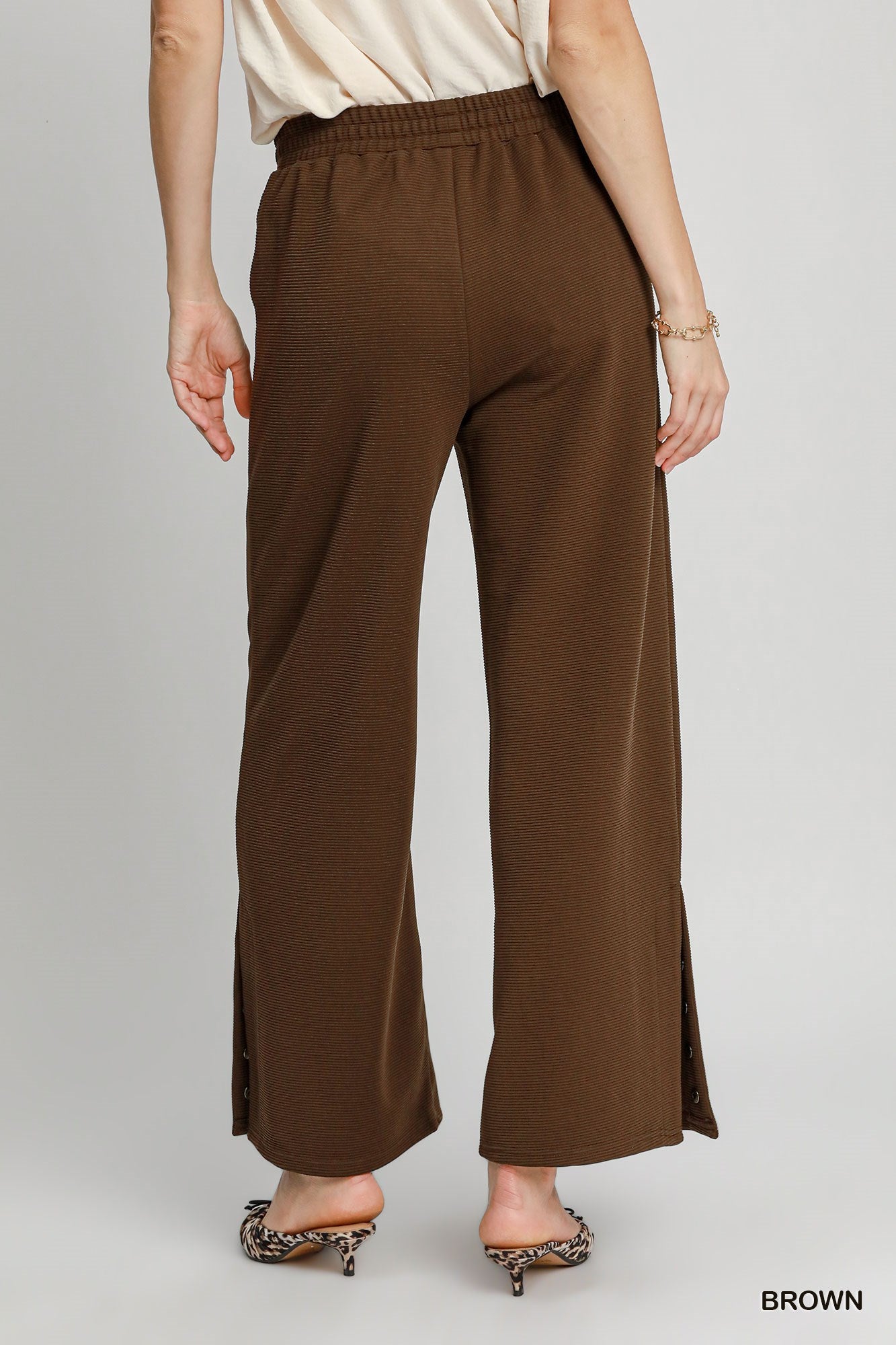 Ribbed Knit Wide Leg Pants