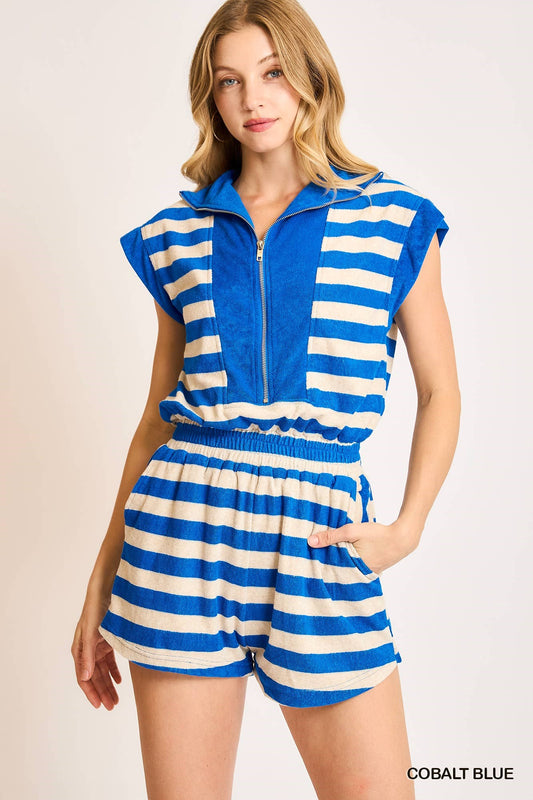 Blue Stripe Romper