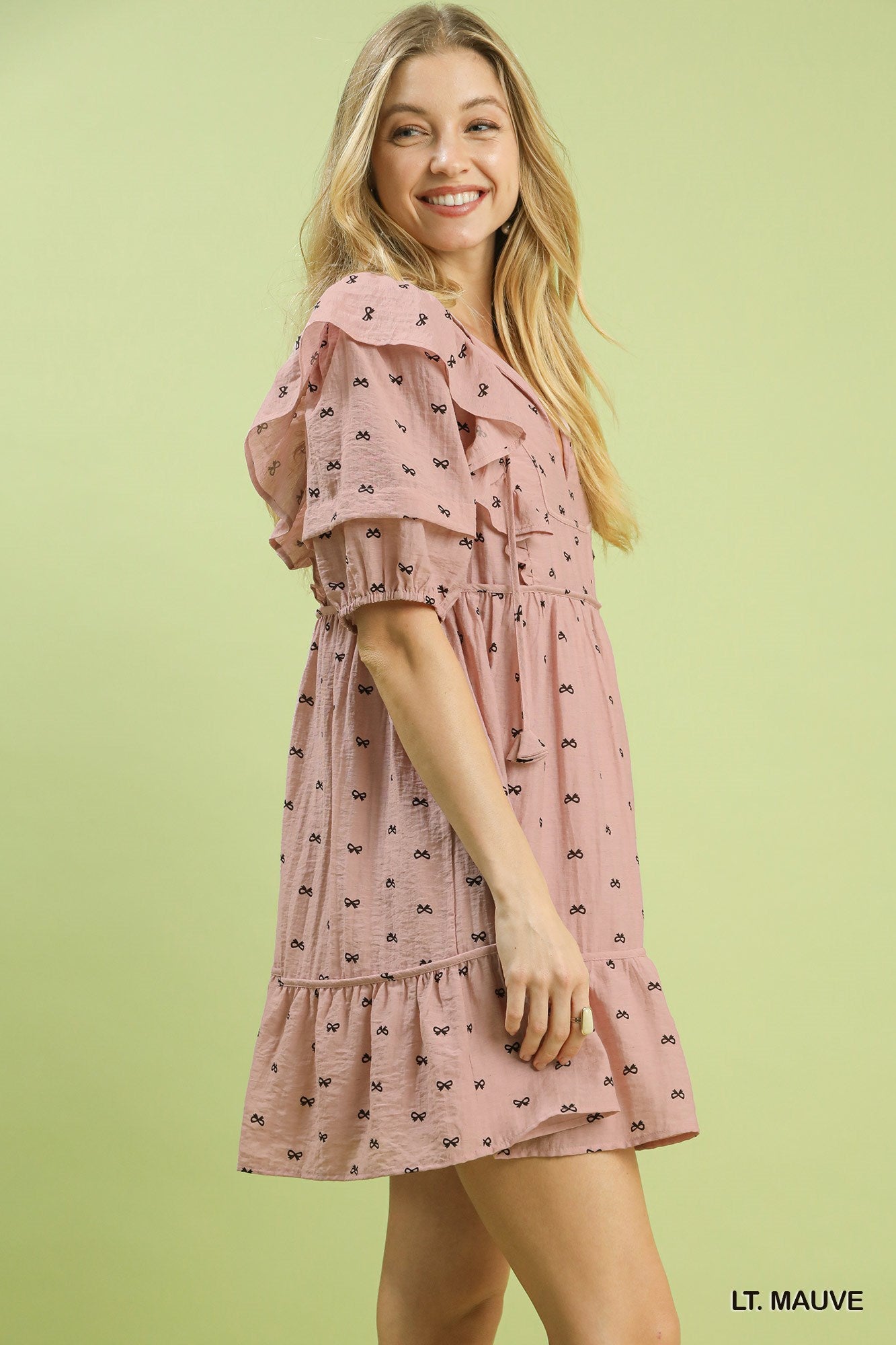 Bows Ruffle Mini Dress