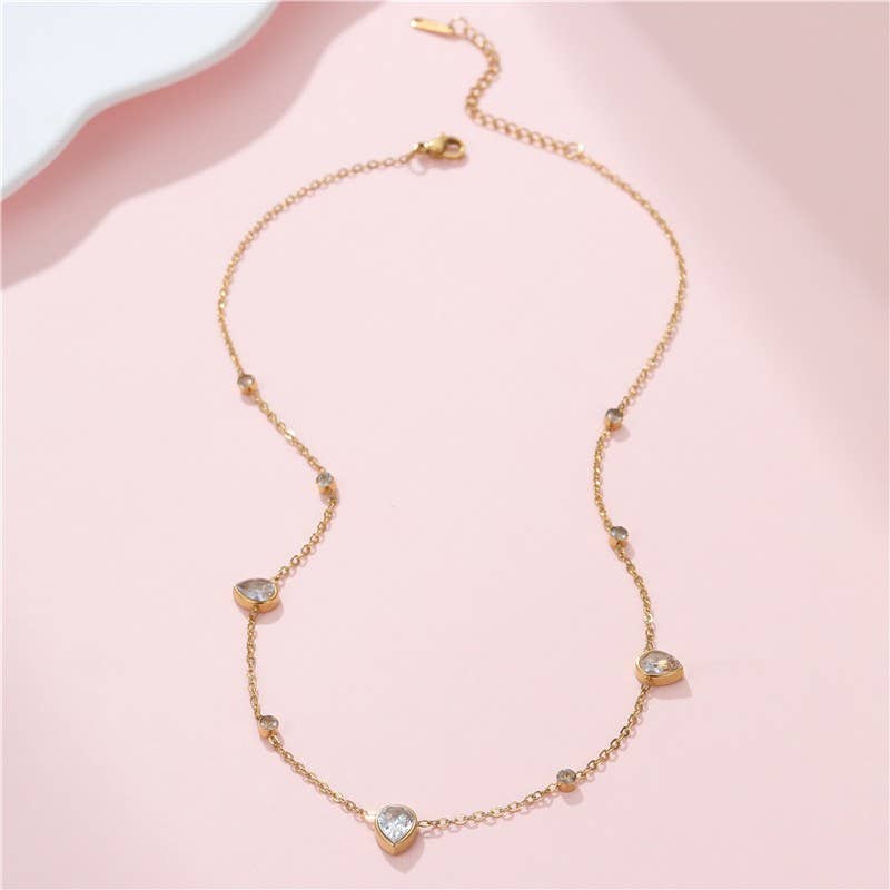Waterproof Pear Crystal Necklace