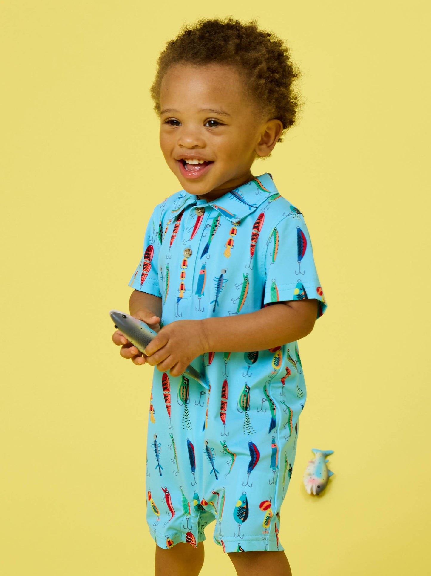 Baby Boys Gone Fishin Performance Polo Romper - RuggedButts