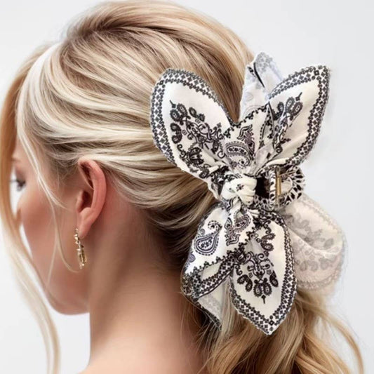 Paisley Bow Hair Claw Clip