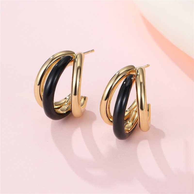 18K Waterproof Pink Hoops