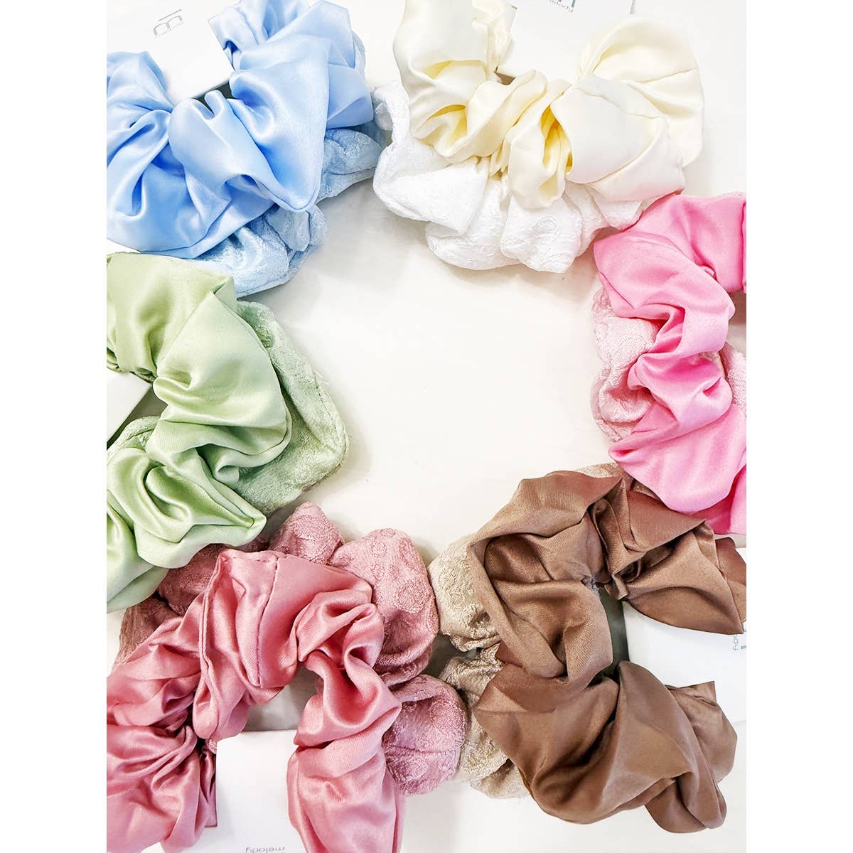 Duo Satin and Textured Scrunchie Set