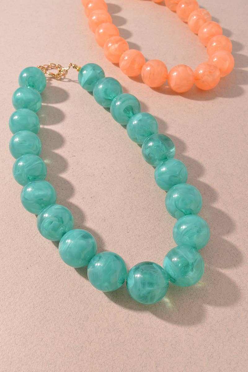 Marbled Round Beaded Statement Necklace