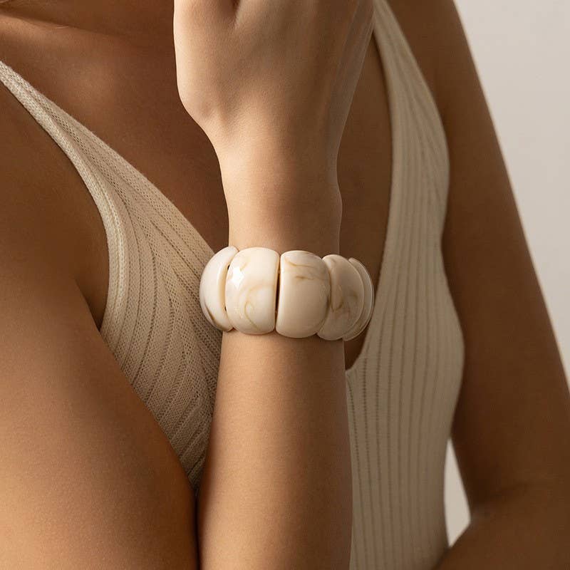 Color-Block Acrylic Stretch Cord Bracelet