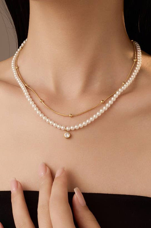 18K Pearl Chain Layer Necklace