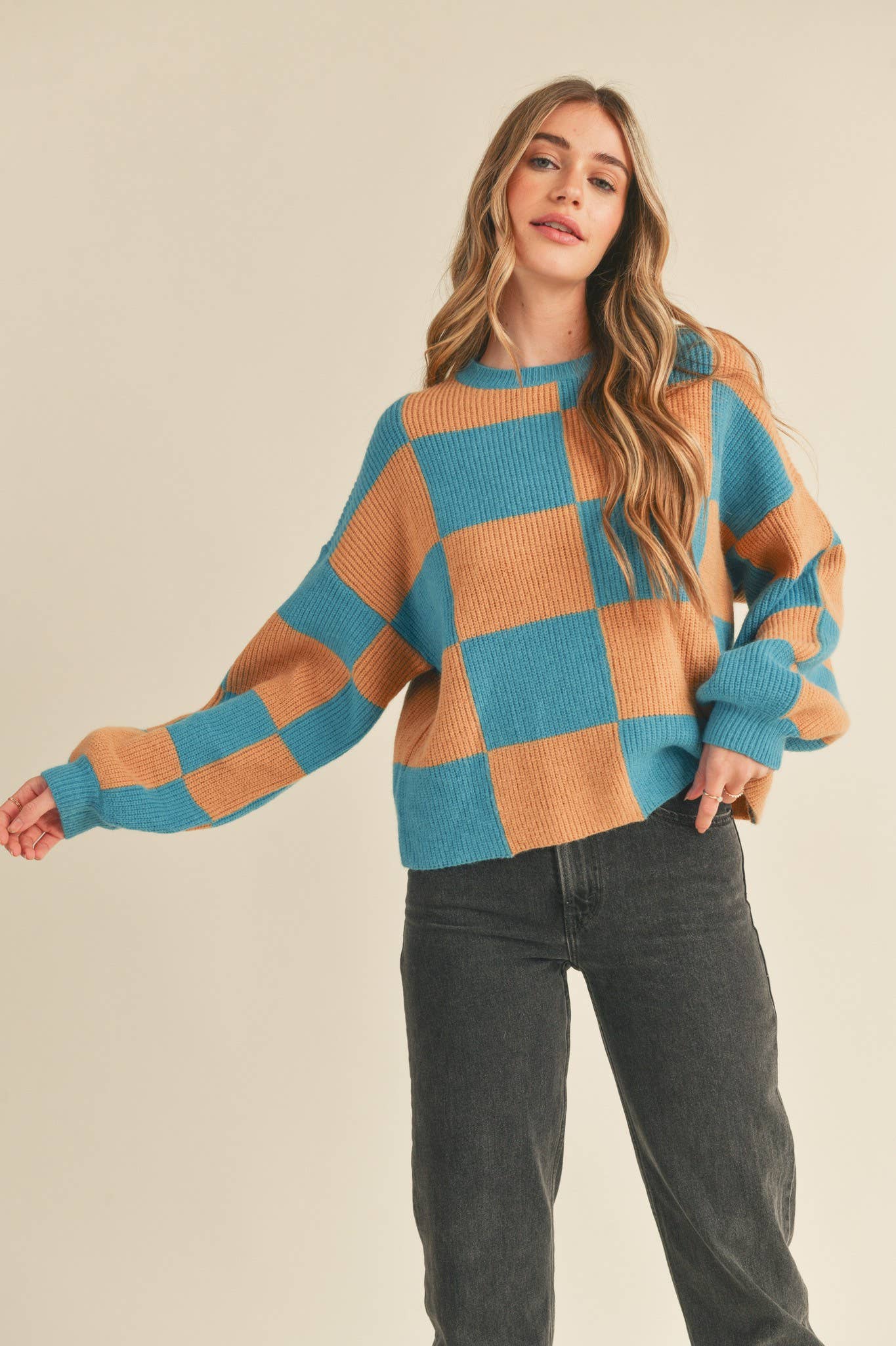 Pink & Yellow Checker Sweater