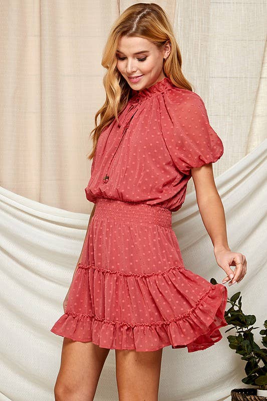 Marsala Dot Dress